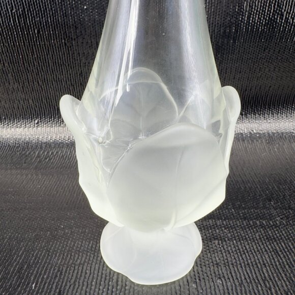 Viking Glass Swung Vase with Frosted Cabbage Base 12inch Clear Glass Vase Vessel - Picture 7 of 16